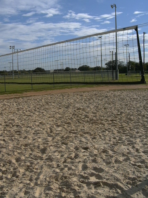 A sand volleyball court near Granbury City Park
