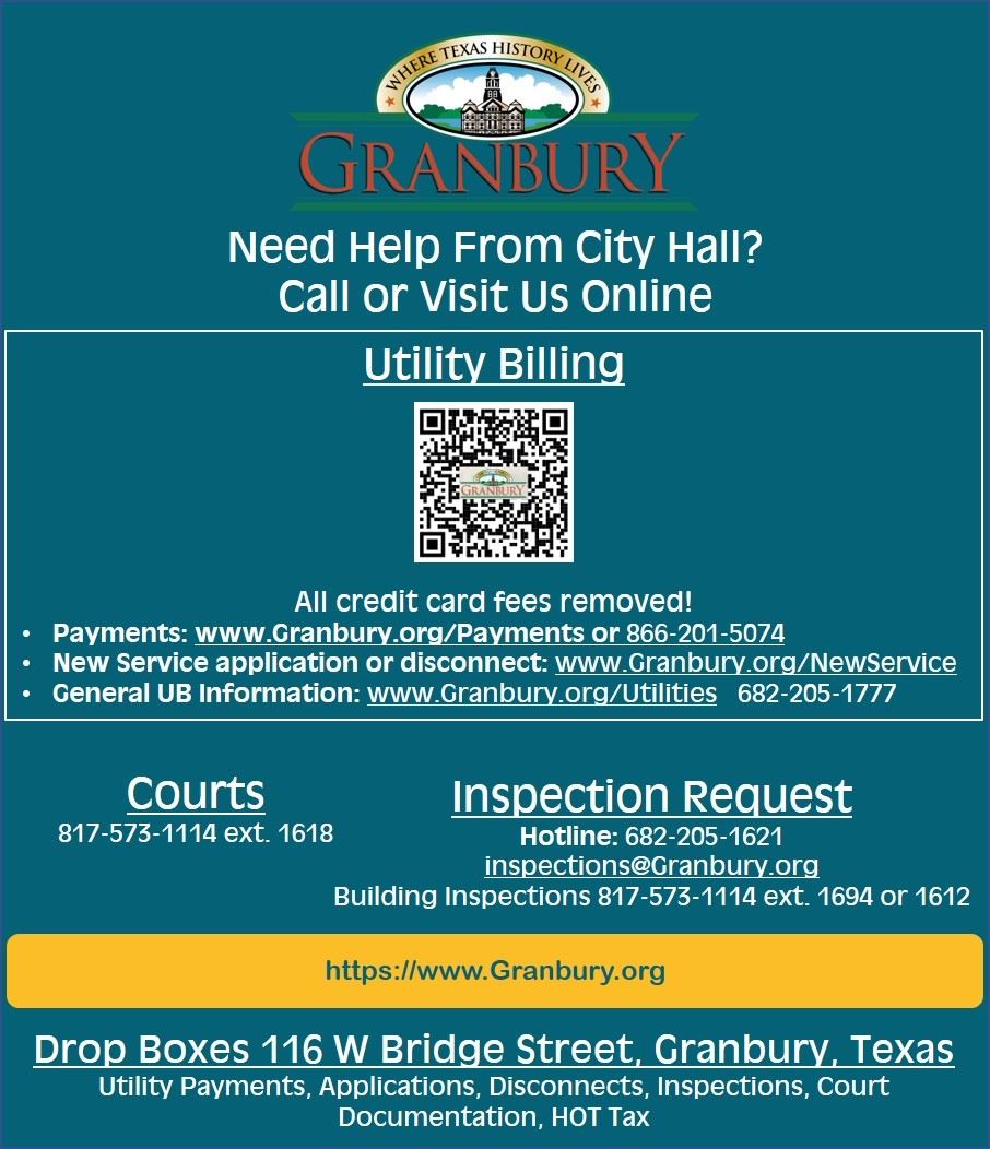 Your Virtual City Hall graphic with links and phone numbers